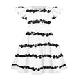 thumbnail image 2 of Abcomgle Girls Spring Dresses Size 10-12 Kids Casual A-Line Flutter Sleeve Tshirt Dresses Striped Pleated Crew Neck Swing Sundresses for 4-14t Kids,White, 2 of 4