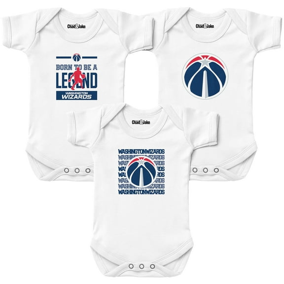 Newborn & Infant Chad & Jake White Washington Wizards 3-Pack Bodysuit Set