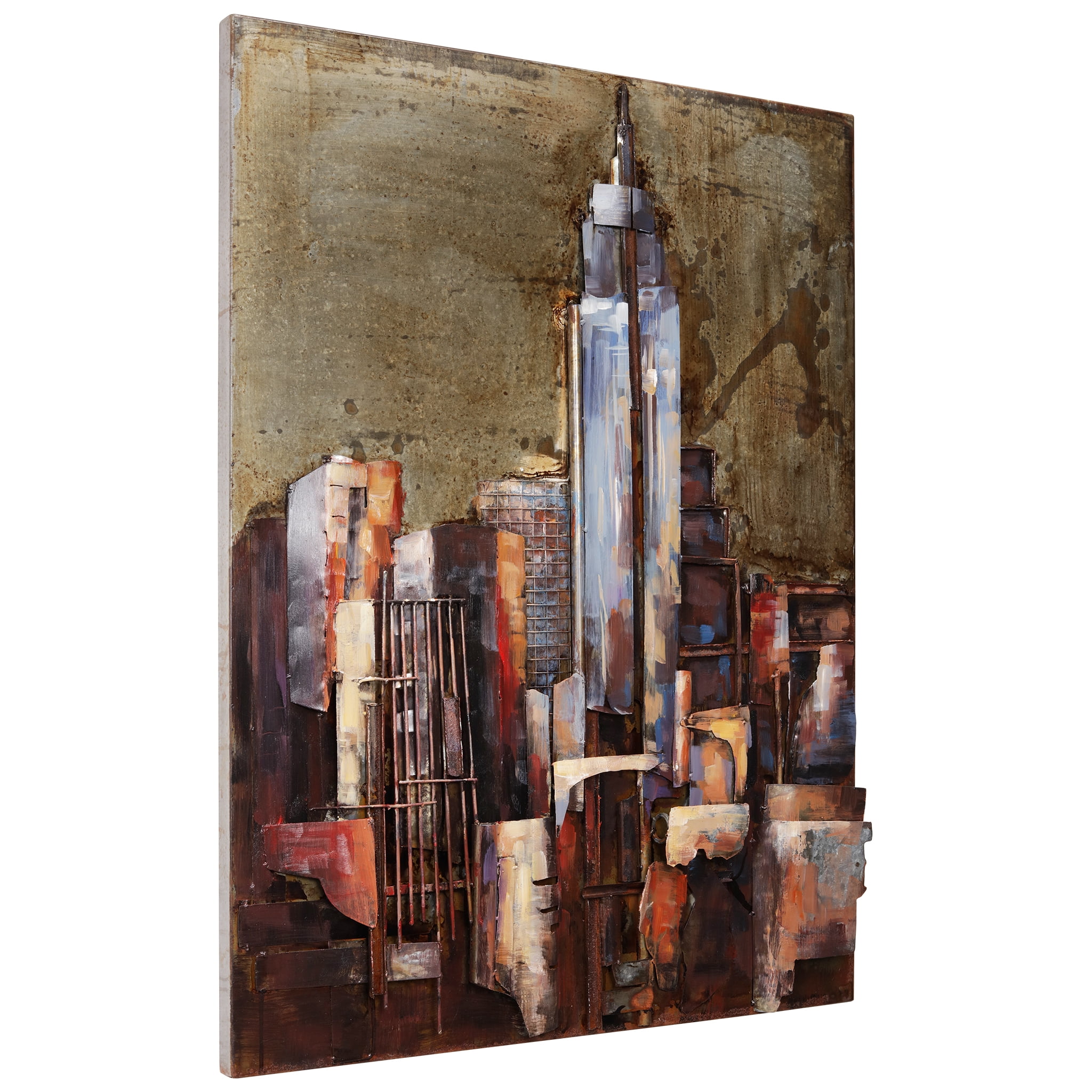 Empire Art Direct The Empire State & The Chrysler Building Hand Painted 3D Metal Wall Art, 40" x 30" each, Ready to Hang