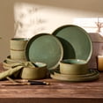 thumbnail image 5 of Famiware 12-Piece Stoneware Dinnerware Set, Microwave & Dishwasher Safe - Service for 4, Moss, 5 of 8