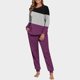 thumbnail image 1 of Conjunto de pijama informal de invierno para mujer, de doble cara, con cuello redondo estampado, manga larga, top anudado a mano, pantalones con cordón ajustable, ropa de casa, blusa de poliéster., 1 of 7