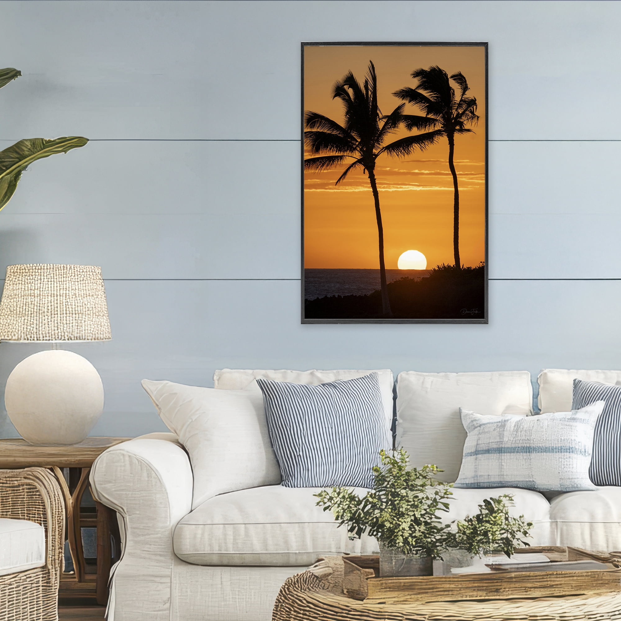 Stupell Industries Sunset Through Palm Trees Black Framed Giclee Art, design by Dennis Frates