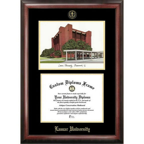 Lamar University 11" x 14" Gold Embossed Diploma Frame with Campus Images Lithograph