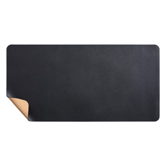 Table Mat 23.6"x11.8" Leather Mouse Pad Leather Cork Sheet for Crafts Art Leather Desk Mat Reusable Nonstick Countertop Protector Multipurpose Table Mat Black