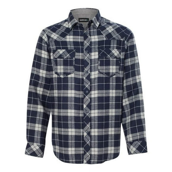 Burnside - Camisa de franela de manga larga teñida en hilo para hombre, azul marino/gris, XL Burnside 8210