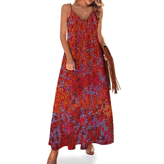 Vestido sin mangas Flores en el fuego Vestido de noche de mujer vestidos