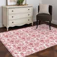 thumbnail image 3 of 2.7'x5' Area Rugs, Red Botanical Indoor Outdoor Area Rug for Living Room Bedroom, Watercolor Rustic Tree Abstract Washable Bathroom Rugs Kitchen Floor Carpet Mats Home Decor Aesthetic, 3 of 8