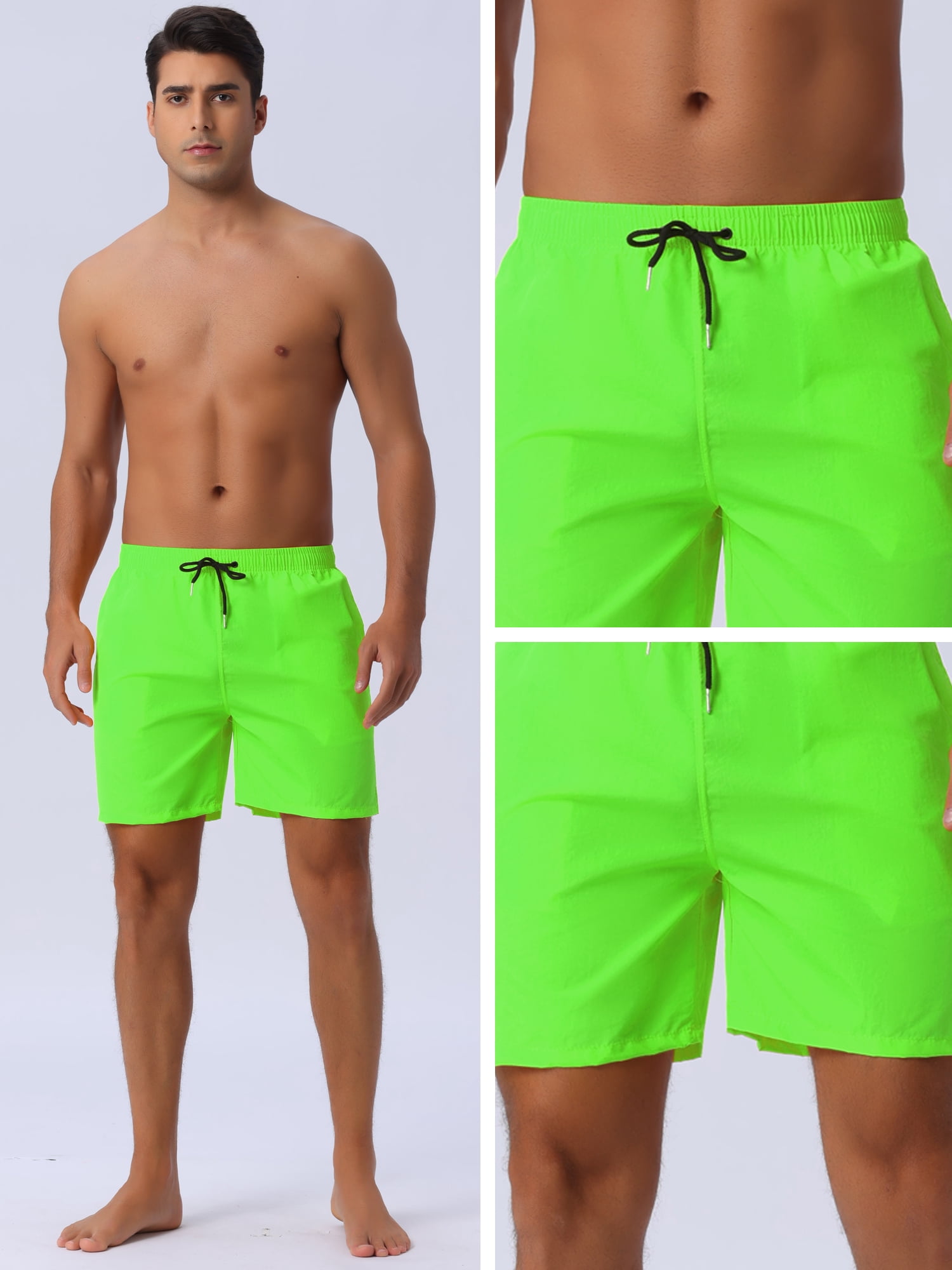 DARING DIVA Men's Elastic Waist Drawstring Surfing Board Shorts 36 Bright Green