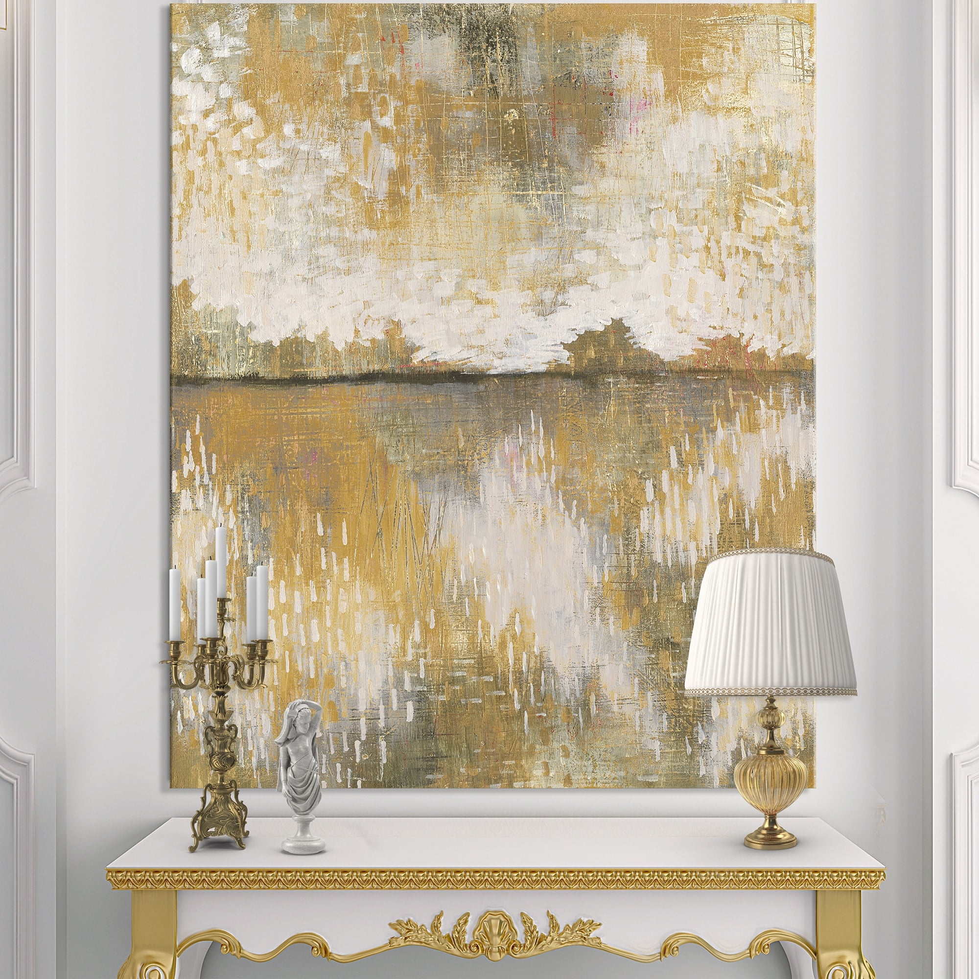 DESIGN ART Designart 'Glam Cream and Brown Curious Sky' Modern Premium