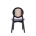 Versailles Round Dining Chair in Black and Natural Cane Set of 4
