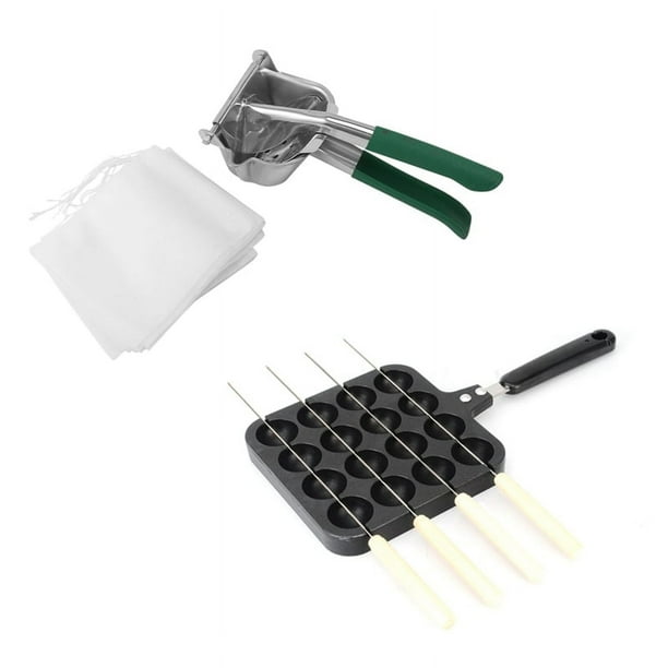 Parrilla para hacer takoyaki de aluminio con 16 agujeros, plato para pulpo y exprimidor de limón y frutas cítricas de acero inoxidable