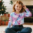 thumbnail image 3 of COEQINE Dropped Shoulder Girls Crop Top, Long Sleeve Oversized Sweatshirt, Soft Crewneck Fall Pullover for Kids Casual Wear Age 13-14, Star Tie-dye Violet Blue, 3 of 7
