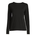 thumbnail image 5 of Time and Tru Crewneck Cotton Long Sleeve T-Shirt (Women's), 5 of 5