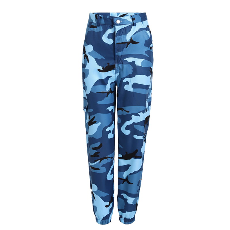 blue camouflage cargo pants