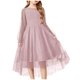 thumbnail image 1 of Odeerbi Niñas Tiered Tul Princesa Vestidos de Noche Vestido Formal de Manga Larga de Malla Vestido de Fiesta, 1 of 4
