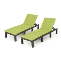 Joyce Outdoor Wicker Chaise Lounge, Set of 2, Multibrown and Green