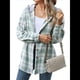 thumbnail image 2 of Chaqueta de Larga con Capucha A Cuadros para Mujer, Camisa Informal de Otoño con Botones y Cordón, y Bolsillos. Verde XXL, 2 of 10