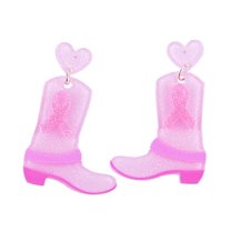 Cancer Awareness Pink Ribbon Earrings Acrylic Dangle Drop Earrings for Women Survivor Support Jewelry Christmas Holiday Party Fundraiser Events Lightweight Fashion Accessories Bulk