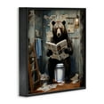 thumbnail image 3 of Bear with Newspaper Bathroom Black Framed Giclee Art, 17 x 17, 3 of 8
