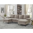 thumbnail image 2 of Jopath U-Shaped Sectional Sofa, 4-Seat Convertible Modular Sofa with Double Chaise Lounge,Blend Fabric Upholstered Sofa Couch with Metal Legs for Living Room,Apartment,khaki, 2 of 9