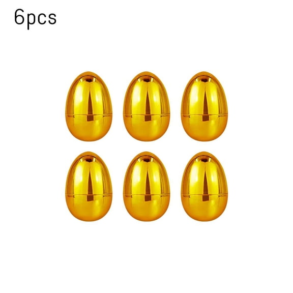 Easter Golden Surprise Egg, 2.36" Reusable Hollow Plastic Egg with Shiny Gold Finish for Candy, Toys & Party Favors (6 Pcs)