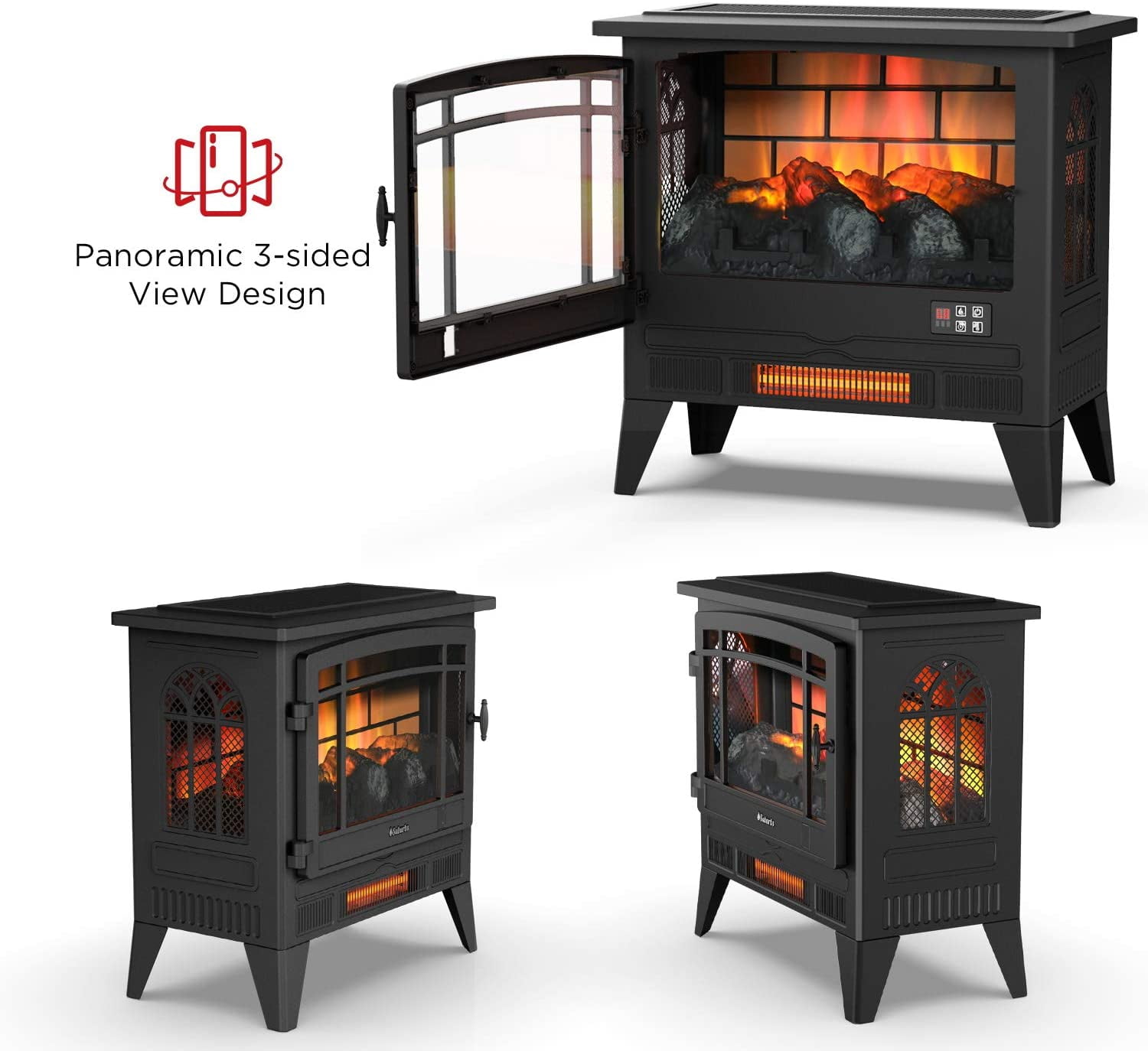 TURBRO Suburbs TS25 Electric Fireplace Infrared Heater - Freestanding,  Adjustable Flame Effects, Overheating Protection, Timer, Remote Control -  25 1400W Black - Walmart.com