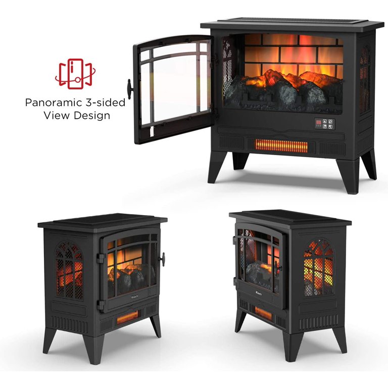 TURBRO Suburbs TS25 Electric Fireplace Infrared Heater - Freestanding,  Adjustable Flame Effects, Overheating Protection, Timer, Remote Control -  25 1400W Black - Walmart.com