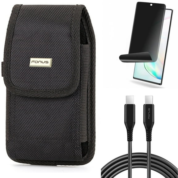 6ft Long USB-C Cable & Privacy Screen Protector & Case Belt Clip for Samsung Galaxy Note 20 (6.7") - Combo with PD Fast Charger Cord Power & TPU Film Anti-Peep & Rugged Holster