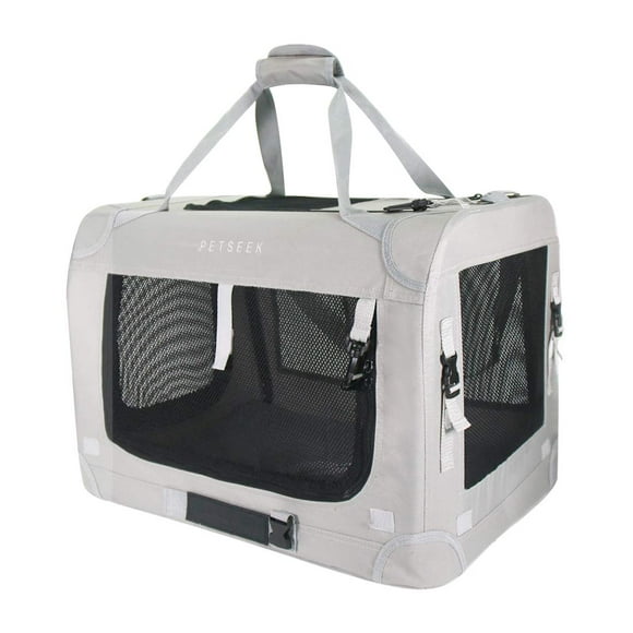 Petseek Transportador Extra Grande para Gatos de Lado Suave Plegable para Perros pequeños y medianos, 24 x 16.5 x 16 Pulgadas, de Viaje, Plegable, ventilado, diseño cómodo, vehículo portátil