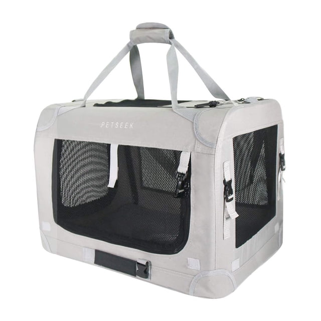 Petseek Transportador Extra Grande para Gatos de Lado Suave Plegable para Perros pequeños y medianos, 24 x 16.5 x 16 Pulgadas, de Viaje, Plegable, ventilado, diseño cómodo, vehículo portátil