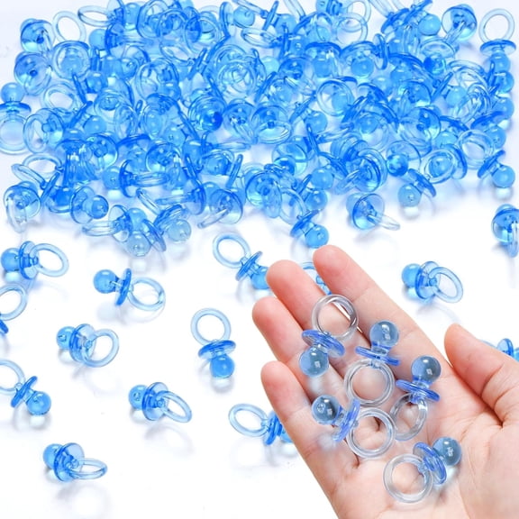 BESTSKY 50 Baby Shower Games Boy Mini Pacifiers, 1.25 Inch Cute Baby Pacifier, Acrylic Pacifier for Party Table Scatter, Pacifier Hunt Game, Gender Reveal Decoration Party Favors