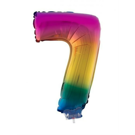 Balloon-Foil on Stick-Number 7-16" Rainbow