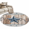 thumbnail image 6 of Texas Star Rustic Round Rug 3ft Washable Circle Entryway Rugs Non Slip Country Blue Berry Brown Wooden Plank Area Rug Indoor Floor Carpet for Bedroom Kitchen Living Room Home Office Dining Room, 6 of 8