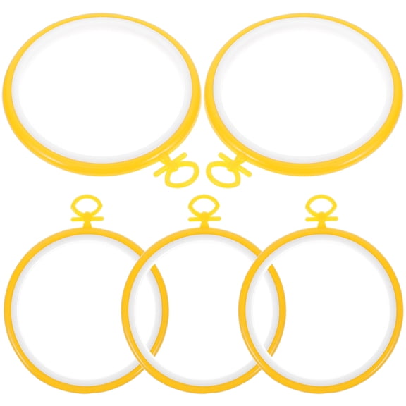 YOSADIER DIY Embroidery Hoop Yellow Plastic for Crafting and Decoration 5Pcs
