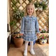 thumbnail image 4 of Cjfdfy Toddler Girls Denim Outfit Fashion Solid Color Long Sleeve Button Down Collared Jacket with Skirt 2Pcs Fall Set Cute Cowgirl Outfits Toddler Girls Denim Skirt Outfit Cowgirl Outfit 1-6T, 4 of 9