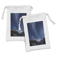 thumbnail image 1 of Space Fabric Pouch Set of 2, Himalaya Mountain Tops at Starry Night Time with Stars Earth Cosmos in Northern Lands, Drawstring Bag for Toiletries Masks and Favors, 9" x 6", Blue Grey, by Ambesonne, 1 of 2