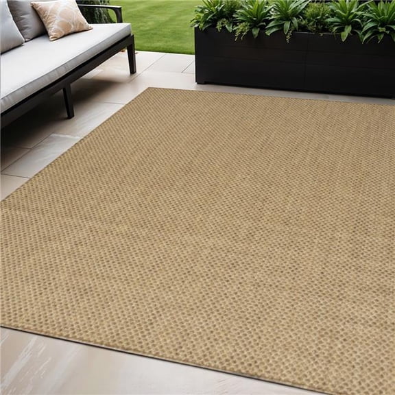 HomeRoots 569808 5 x 7 ft. Tan & Brown Geometric Indoor & Outdoor Rectangle Area Rug