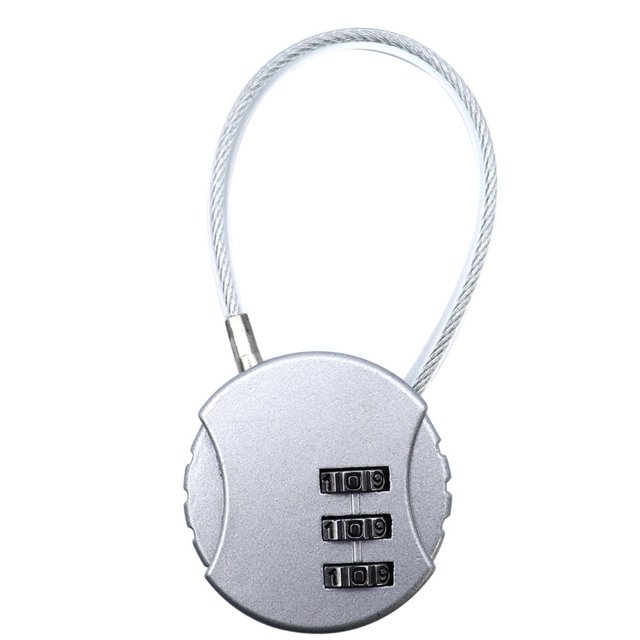 Lefu 3 Digit Password Lock Portable Anti-theft Wire Rope Dormitory Cabinet Lock Padlock Luggage Combination Lock Home Hardware Black