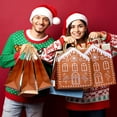 thumbnail image 4 of 10-Pack Reusable Gingerbread House-Shaped Christmas Gift Bags with Handles, Christmas Candy Treat Bags for Holiday Treats, Candy, and Party Favors, 4 of 7