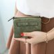 thumbnail image 2 of Monedero pequeño de cuero plegable para mujer, mini monedero con cremallera, bolsillo para identificación, delgado y compacto, color verde, 2 of 5
