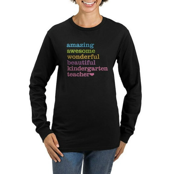 CafePress - Kindergarten Teac Women's Long Sleeve Dark T Shirt - Women's Long Sleeve Graphic Tee Casual Fit
