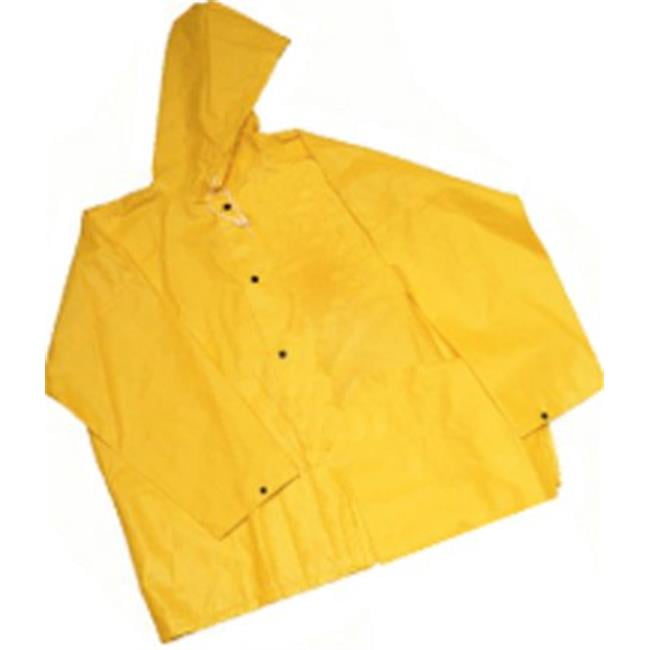 Yellow X-Large DURASCRIM J56107.XL Nylon/PVC Storm Fly Front Jacket with Attached Hood 