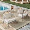 thumbnail image 2 of GDF Studio Jatas Outdoor Patio Club Chairs, Acacia Wood, Grey, 2 of 13