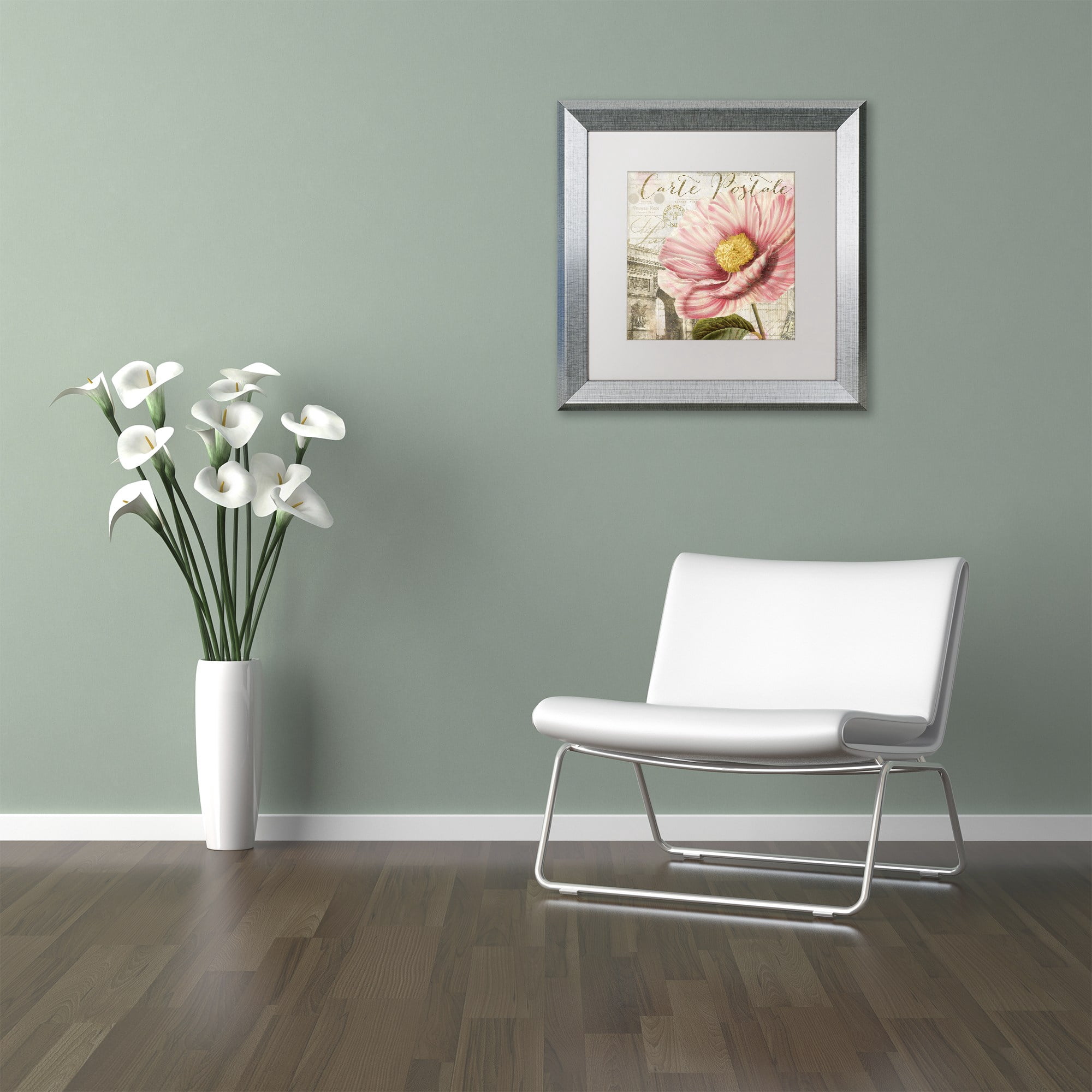 Trademark Fine Art "Bonjour Two" Canvas Art by Color Bakery White Matte, Silver Frame