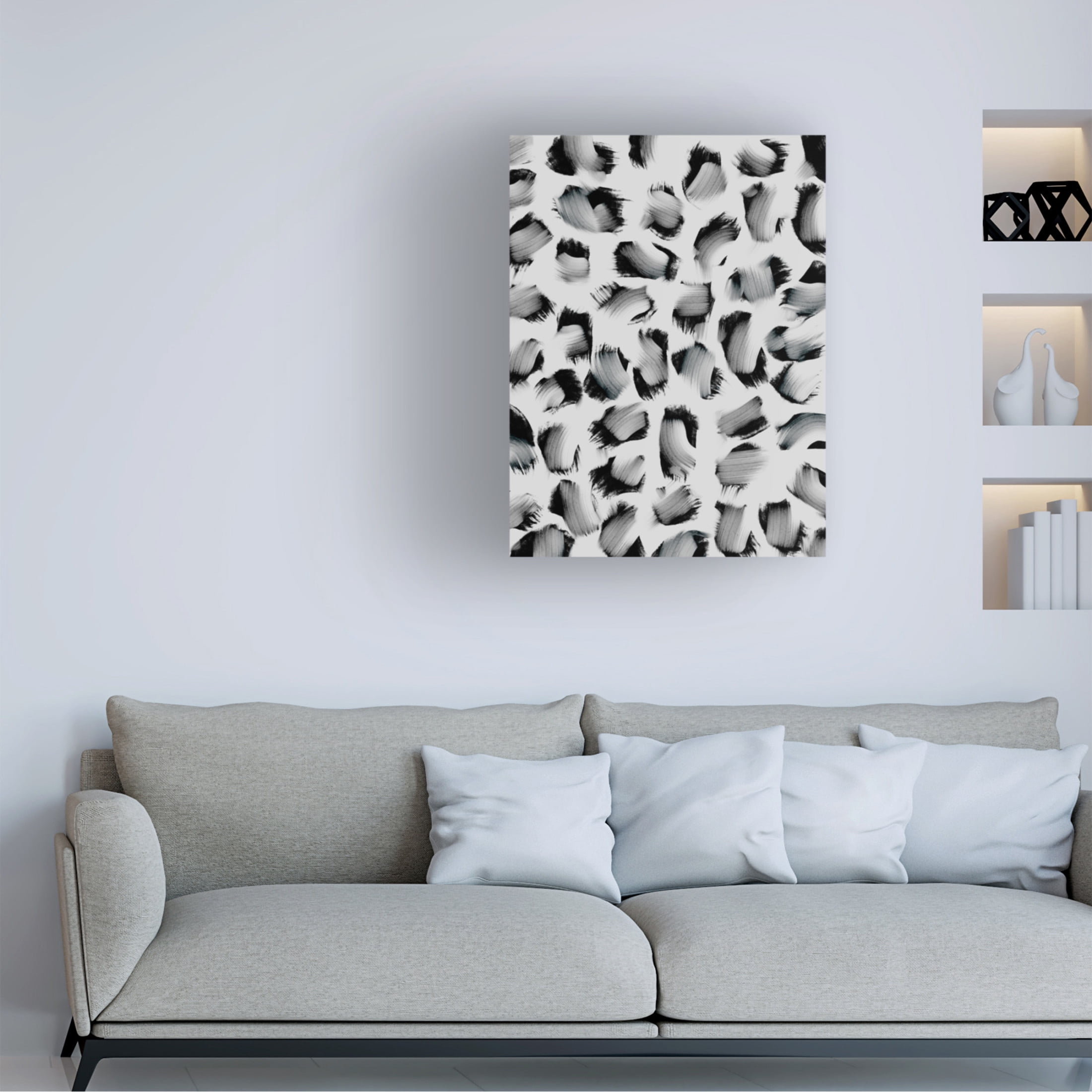 Canvas Wall Art - Treechild 'Black and White Strokes' Wall Art for Living Room, Bedroom, or Office D?cor by Trademark Fine Art - 18 x 24 Inches