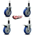thumbnail image 2 of 5 Inch Blue Poly Swivel 1-1/8 Inch Expanding Stem Caster Set 2 Total Lock Brakes, 2 of 2