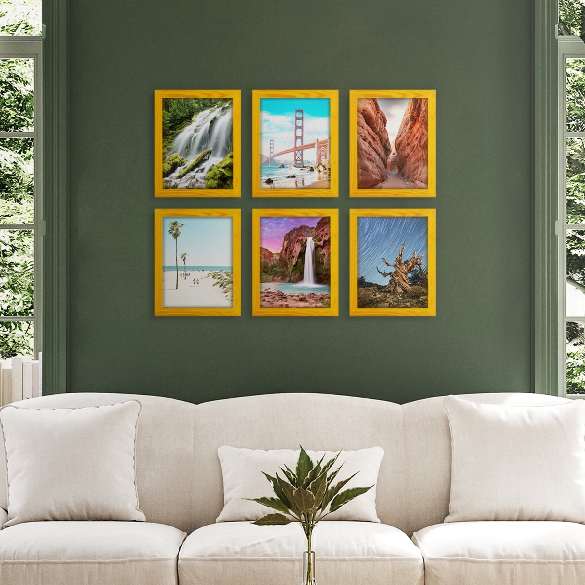 Wexford Home Woodgrain 8" x 10" Sunflower Yellow Picture Frame (Set of 6)