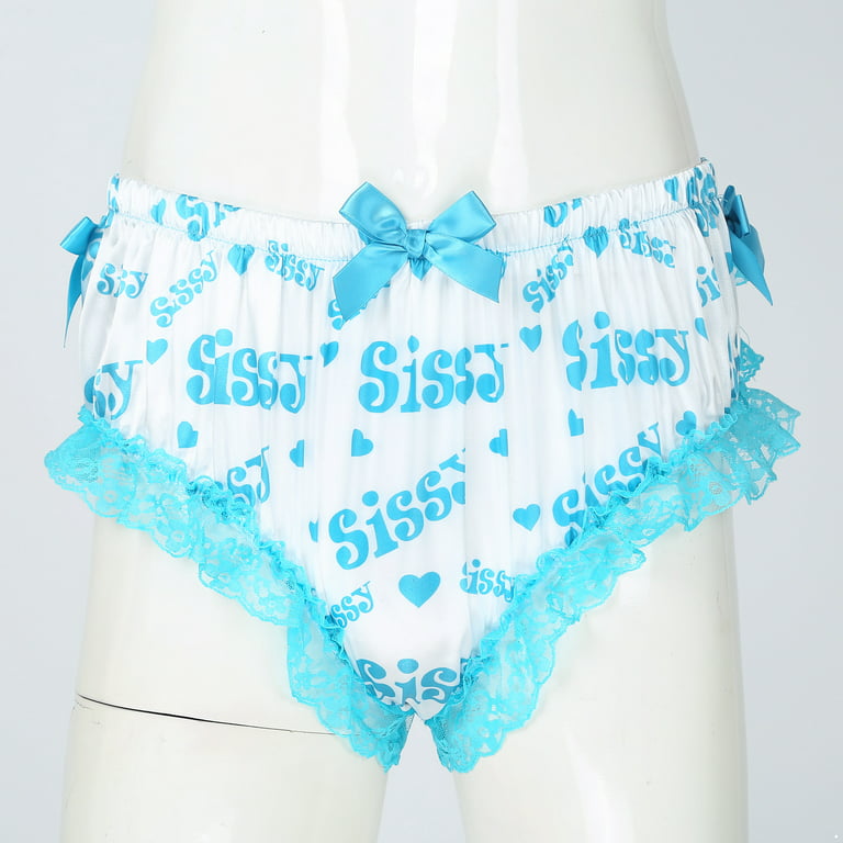 Alvivi Mens Soft Satin Briefs Ruffled Floral Lace Underwear Panties M-XXL 