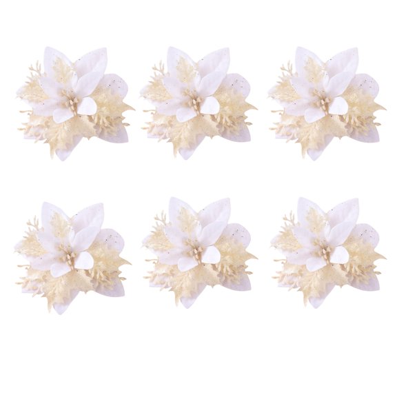 KCEHTA Valentines Day Decorations, 6 Pcs Christmas Poinsettia Flowers, Christmas Tree Flowers with Clips, Artificial Poinsettia Flowers for Christmas Trees, Wreaths, Garlands