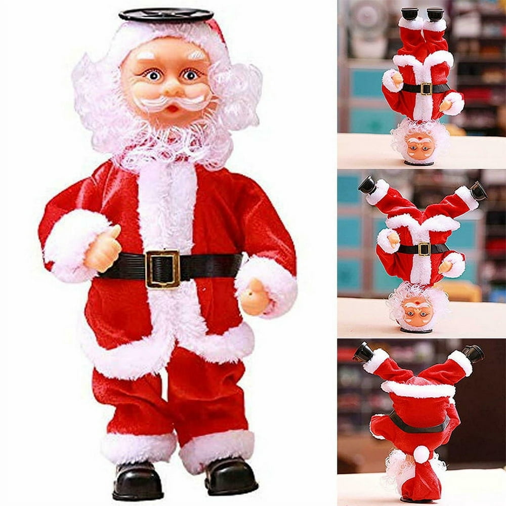 PENGXAING Jouet Électronique de Noël Père Noël Dansant Inversé Poupée Décorative Ornement